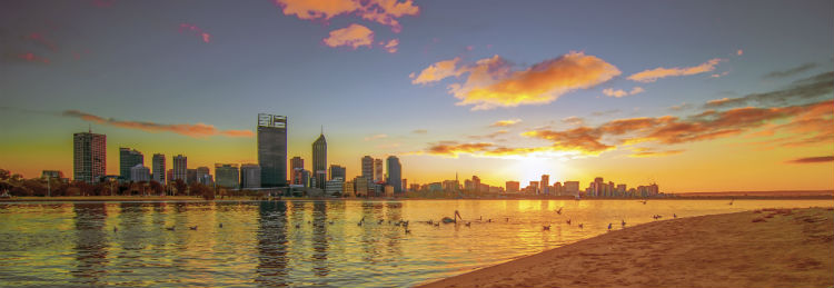 The skyline of Perth in Western Australia