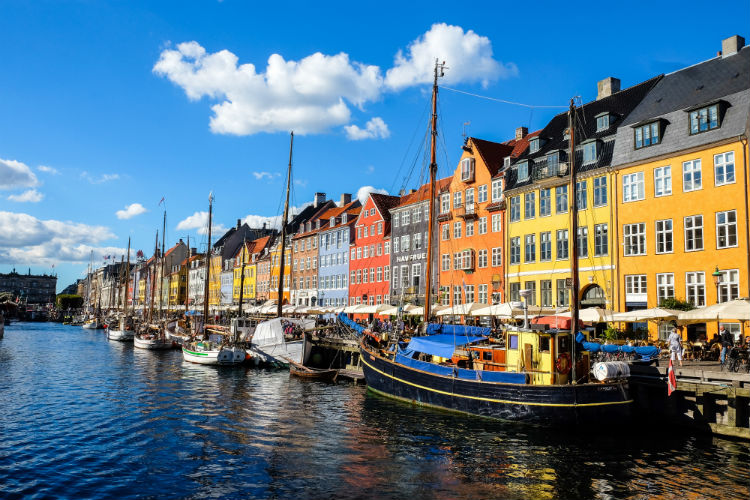 Colourful houses along the Copenhagen harbour