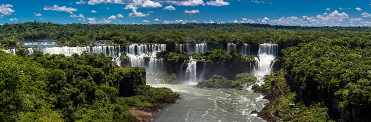 The Iguazu Falls on a sunny day