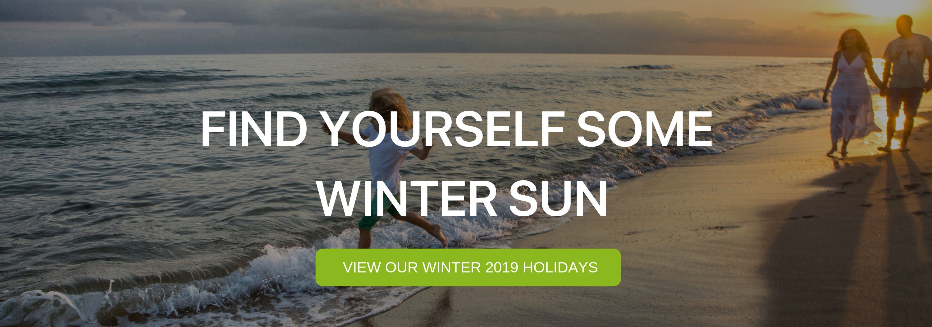 A banner that says "Find yourself Some Winter Sun"