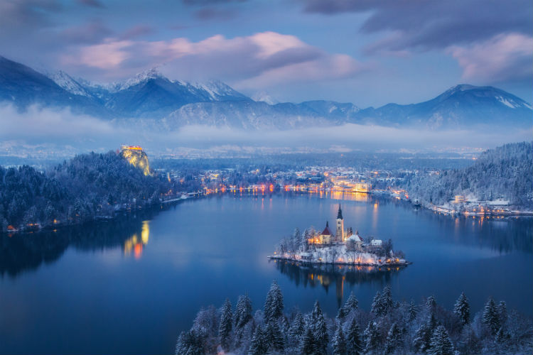 Lake Bled. in the snow
