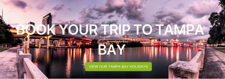 A banner that says "Book Your Trip to Tampa Bay"