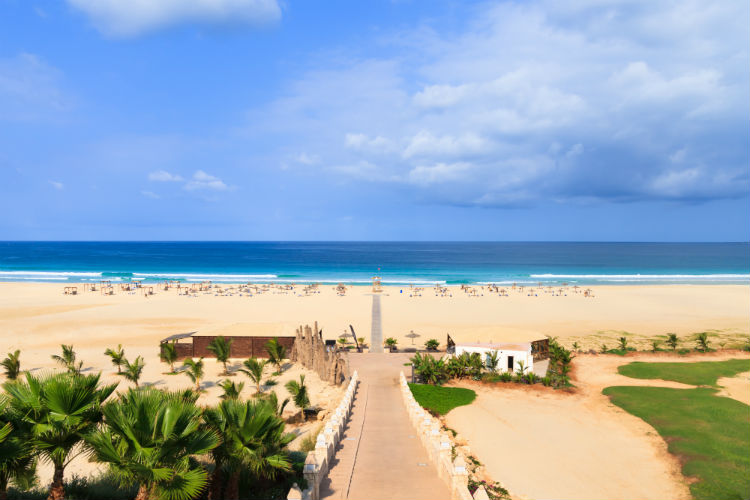 A beach in Cape Verde taken from in-land. 