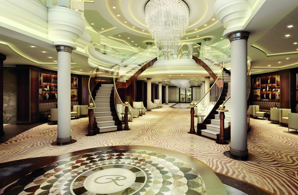 the Main Lobby on-board a Regent Seven Seas ship
