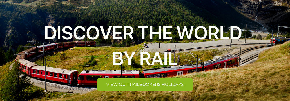 A banner that says "Discover the World by Rail"