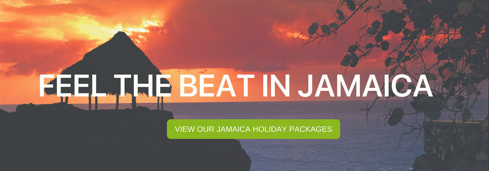 A banner that says "Feel the Beat in Jamaica"