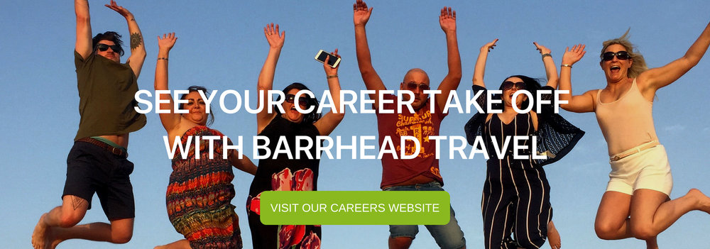 A banner that reads "See your Career take off with Barrhead Travel"