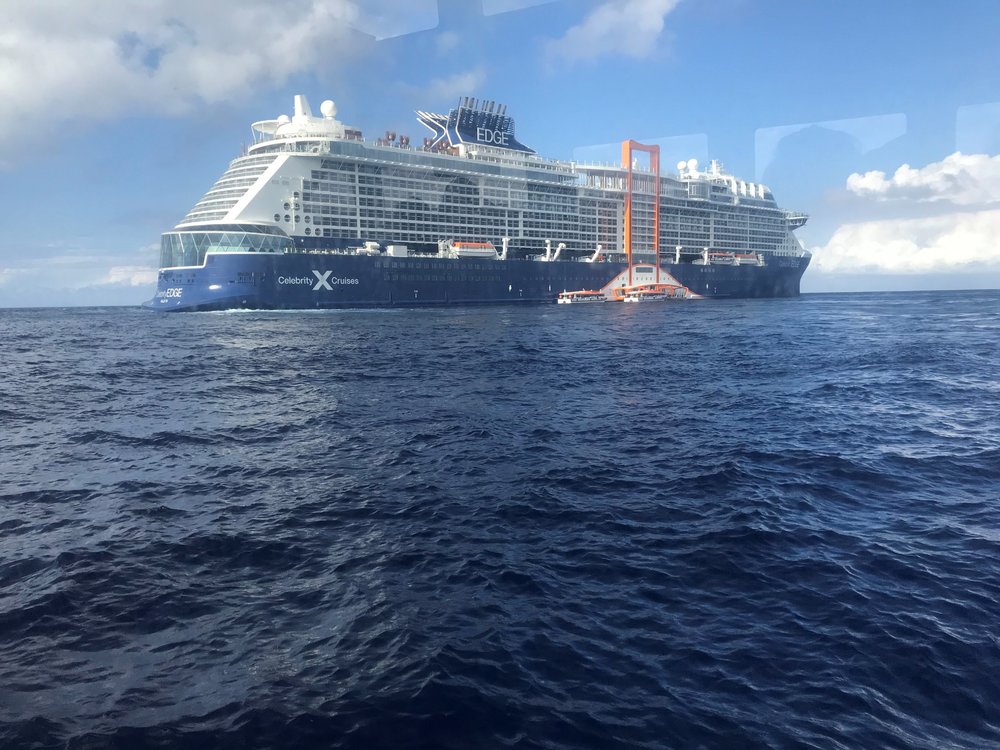 The Celebrity EDGE coming into shore. 