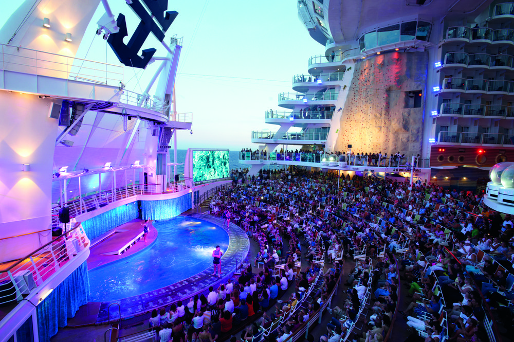 The open-air stage area on-board a Royal Caribbean ship 
