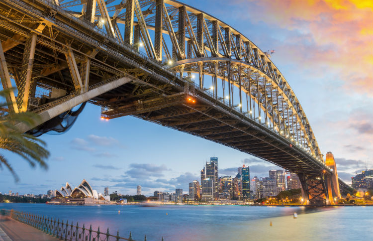 Sydney harbour bridge at sunset