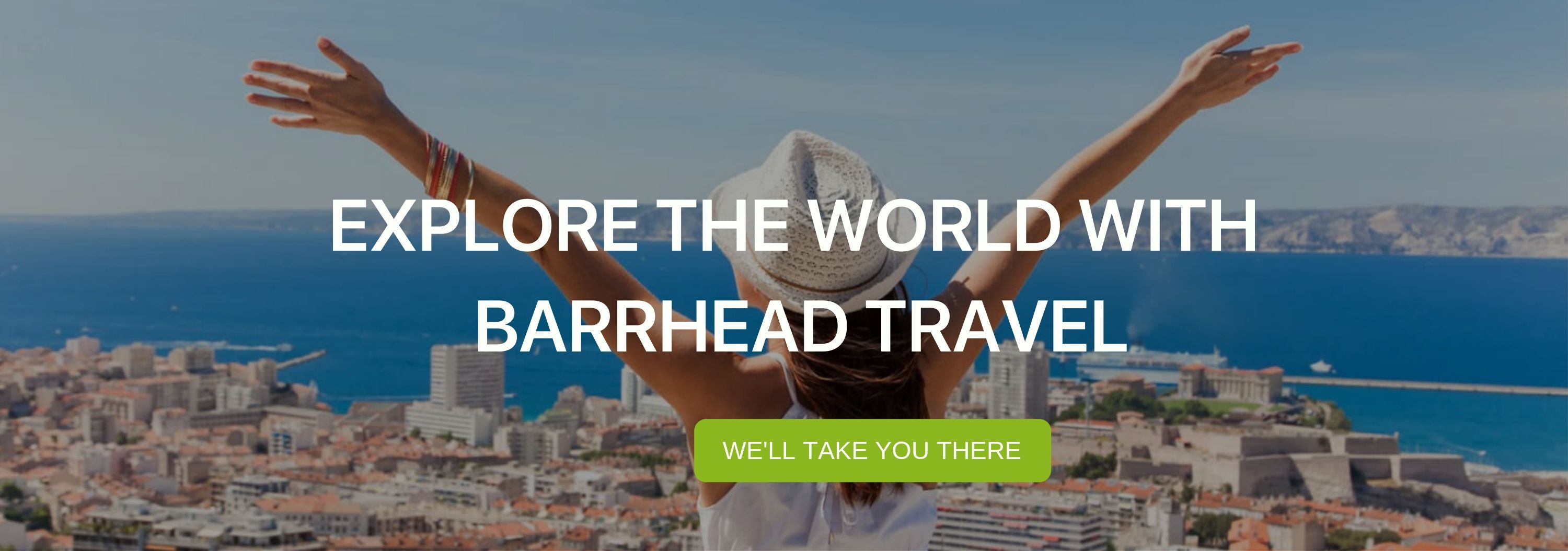 A banner that says "Explore the World with Barrhead Travel"