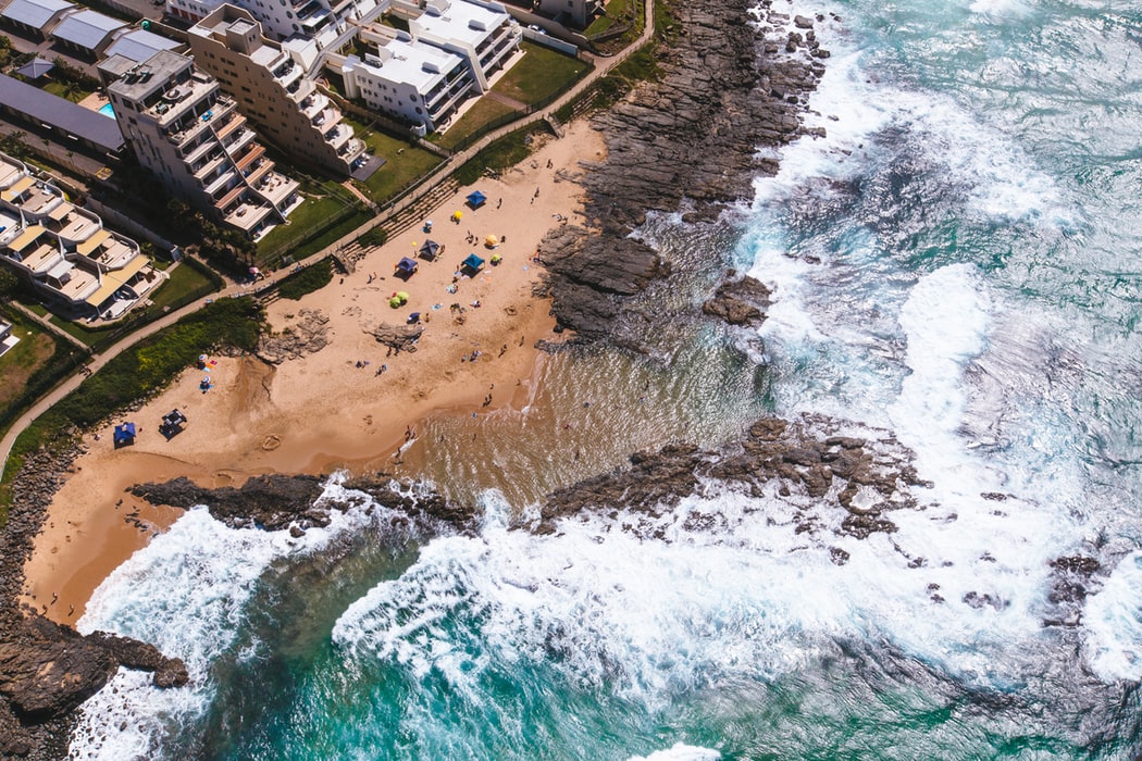 A bird's eye view of Durban's rocky coastline