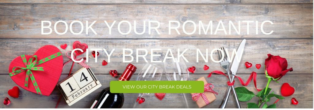 A picture that says, "Book your romantic city break now"