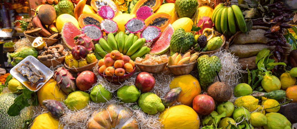 Obst in Markhalle in Las Palmas auf der Insel Gran Canaria