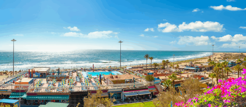 Playa del Ingles beach. Maspalomas, Gran Canaria, Canary Islands
